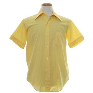 Vintage 70s Kings Road Yellow Short Sleeve Shirt Men's 15.5 44 Chest